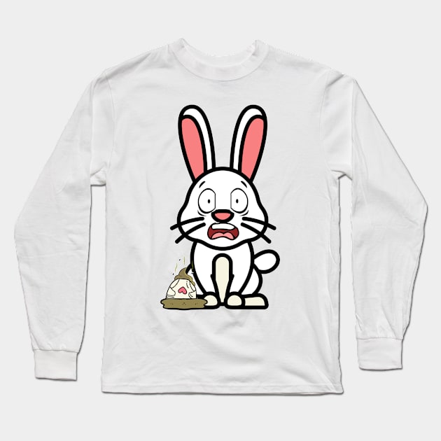 Funny Bunny steps on a dirty diaper Long Sleeve T-Shirt by Pet Station